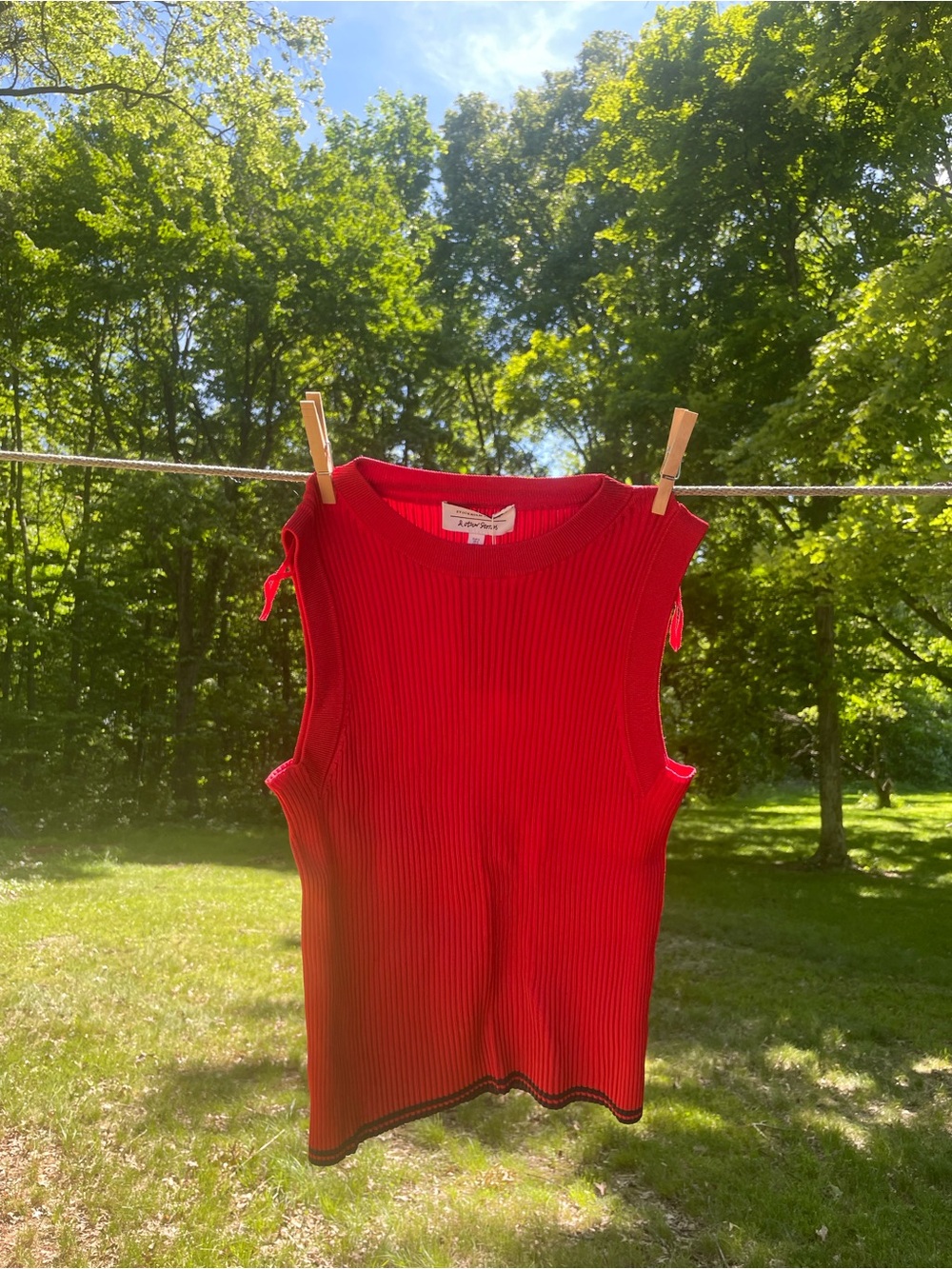 & Other Stories Red Ribbed Knit Top NWT